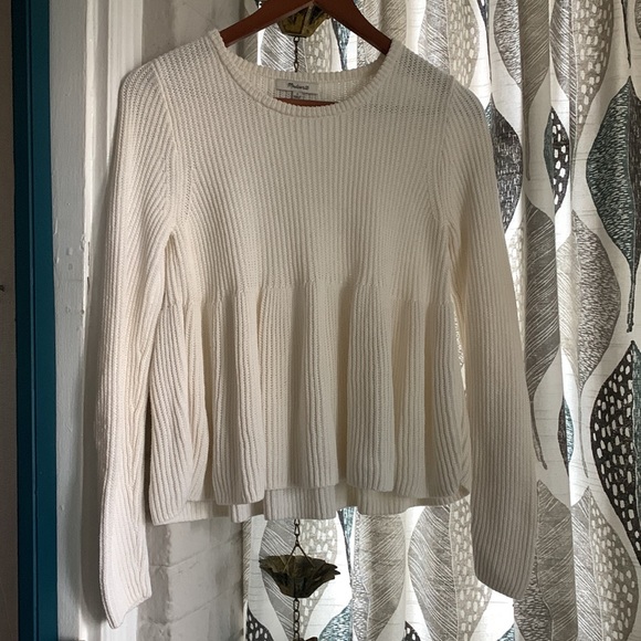 ✨ Madewell Peplum Pullover Sweater Sz S - Picture 2 of 7